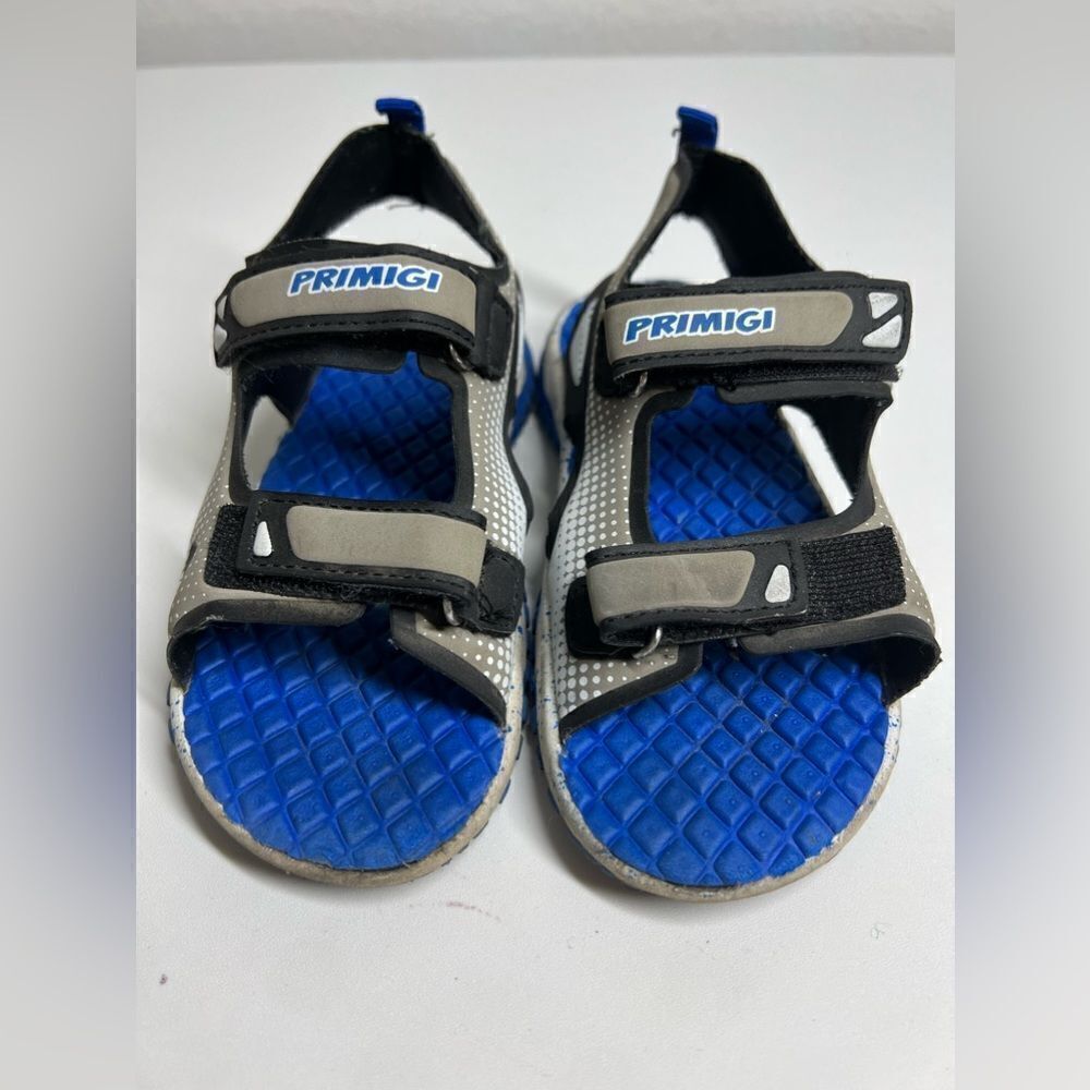 Primigi Italian Children's Sandals Size 11 Blue Grey Summer Shoes Hook Loop